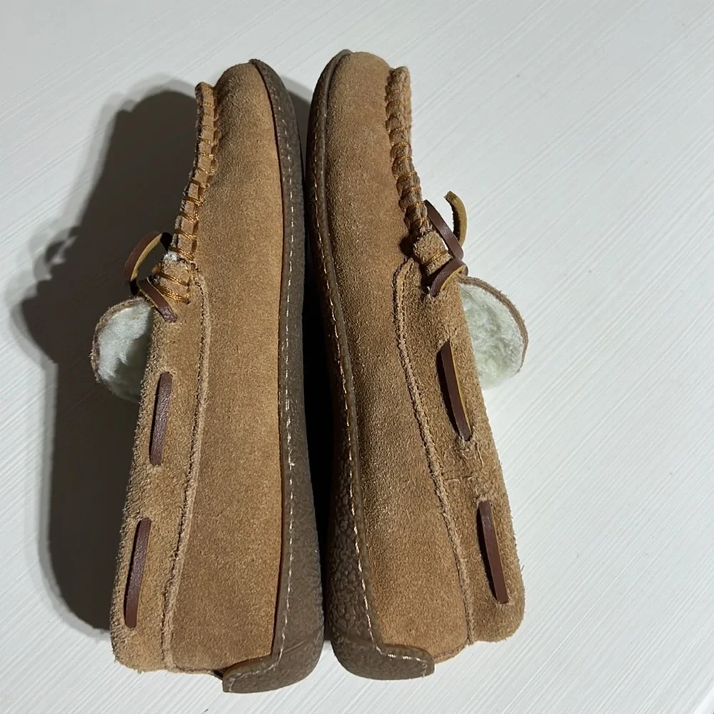 NEW Vineyard Vines Suede Slip-on Moccasins Sheepskin Tan